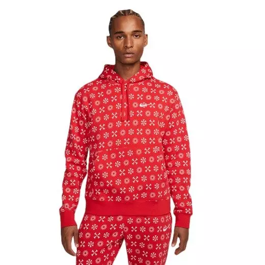 Nike Men's Sportswear Club Fleece Monogram Pullover Hoodie-Red ...